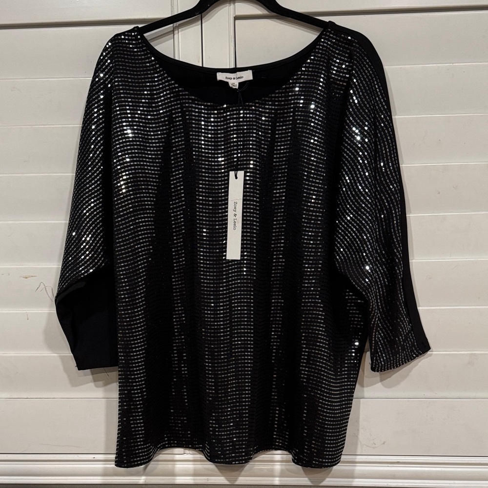Sparkling Black and Silver Sequin Blouse